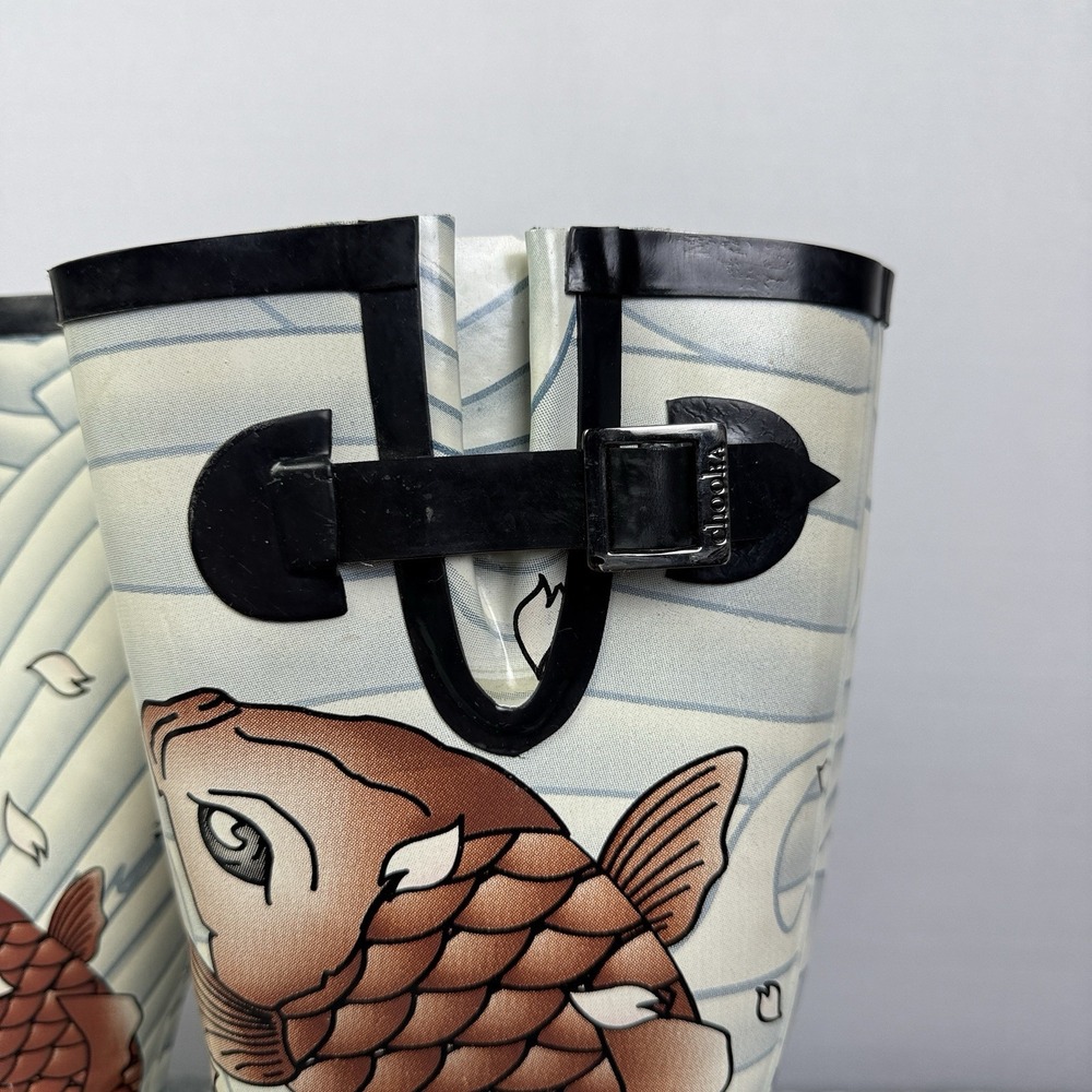 Chooka  Vintage Rain Galoshes Duck Boots KOI FISH POND Fun & Festive Boots Sz‎ 6 - Picture 7 of 10